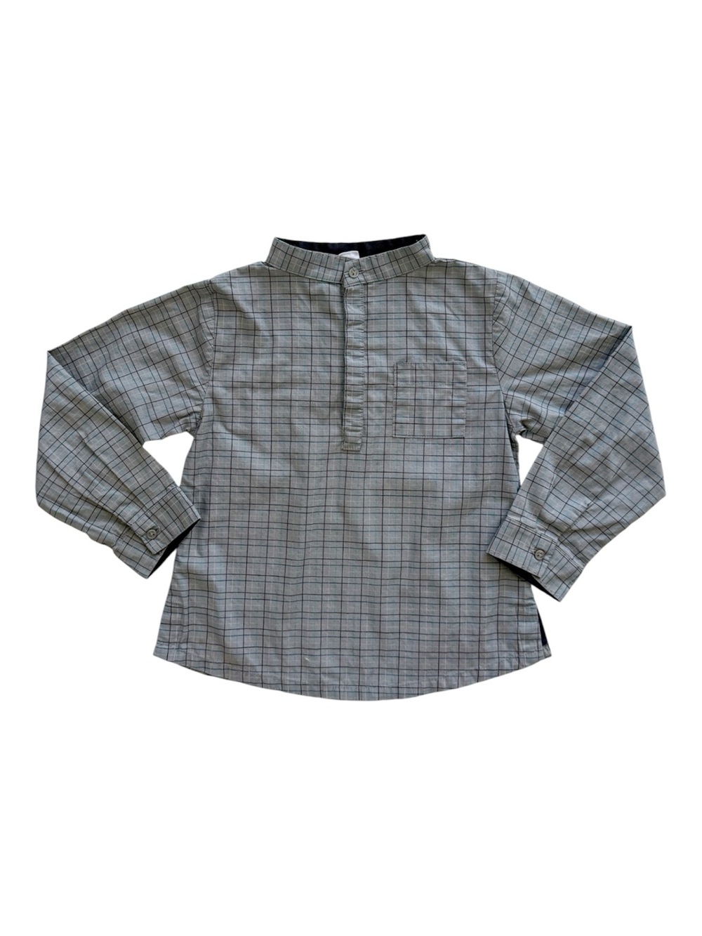 Egg Boys Gray Check Mandarin Collar Shirt size 5